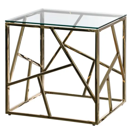 Modern Square End Side Table, Tempered Glass Top Metal Coffee Table Silver {8}