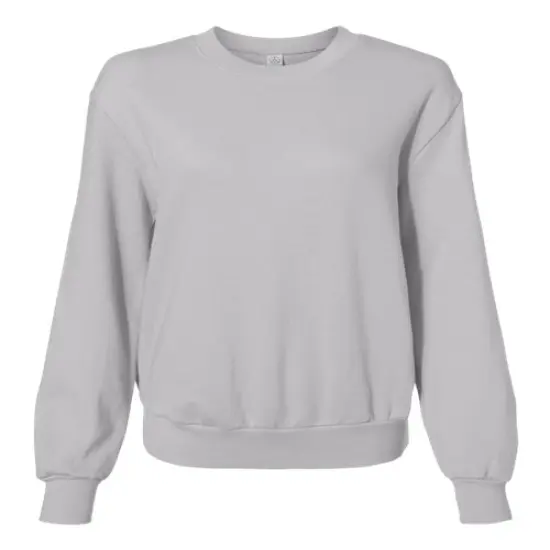 Women's Eco&reg; Washed Terry Throwback Pullover Light Grey New {1}
