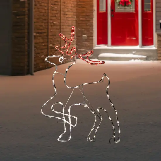 Northlight 24" Lighted Standing Reindeer Silhouette Outdoor Christmas Decoration White {3}