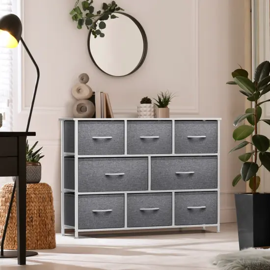 Sorbus Dresser with 8 Drawers - Chest Organizer Unit with Steel Frame Wood Top & Handle Easy Pull Fabric Bins for Clothes - Wide Storage Furniture for Bedroom, Hallway, Living Room, Nursery & Closet White {2}