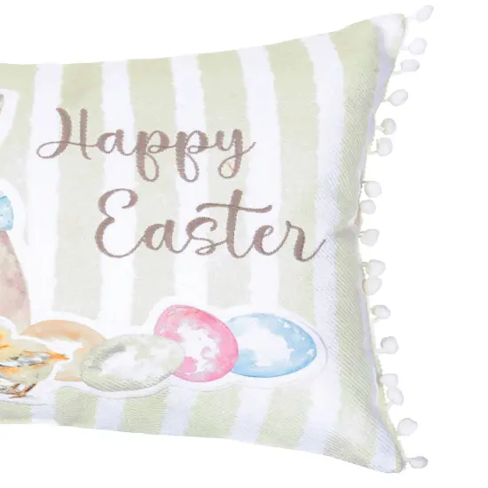 Spring "Happy Easter" Bunny Rabbit Eggs Duckling Chicks Accent Pillow, 13" x 18" {4}