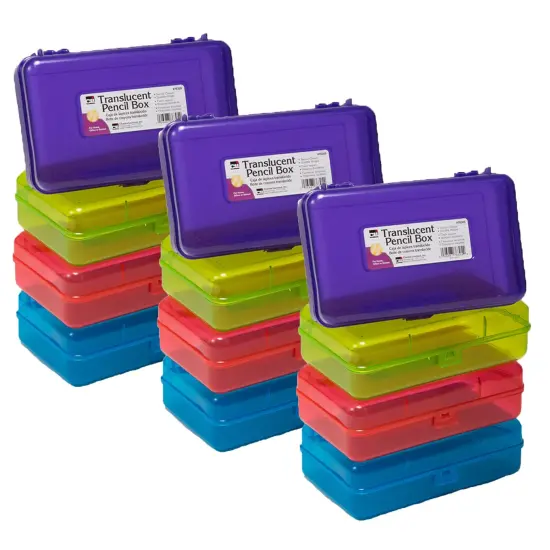 Translucent Pencil Boxes, Assorted Colors, Pack of 12 {1}