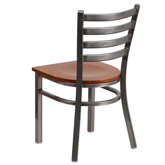 Emma and Oliver Clear Coated Ladder Back Metal Restaurant Dining Chair Cherry/ClearCoated {3}