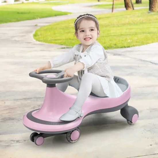 Wiggle Car Ride-on Toy with Flashing Wheels Pink {6}