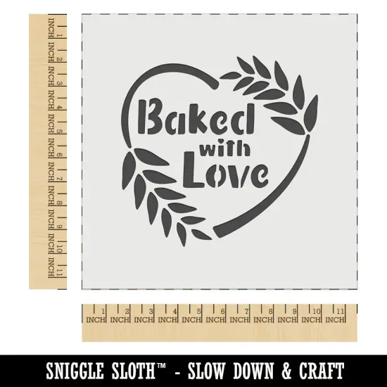 Baked with Love Heart Wheat Wreath Bread Baking Wall Cookie DIY Craft Reusable Stencil {1}