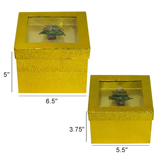 Value Pack of 3 Hologram Gift Box Set w/ Decorative Christmas Tree Sequin {4}