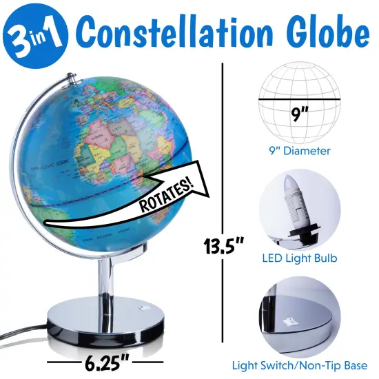 USA Toyz Illuminated Globe for Kids Learning - 9" Diameter {5}
