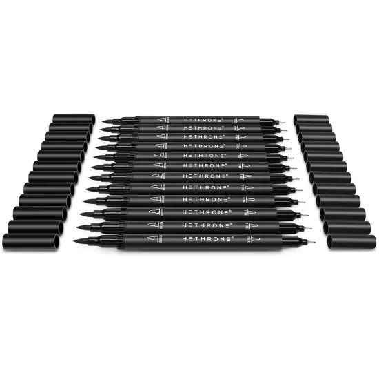 12 Pack Black Markers for Drawing - Marker Pens Brush Pens for Artists Felt Tip Pens Calligraphy Pens {5}