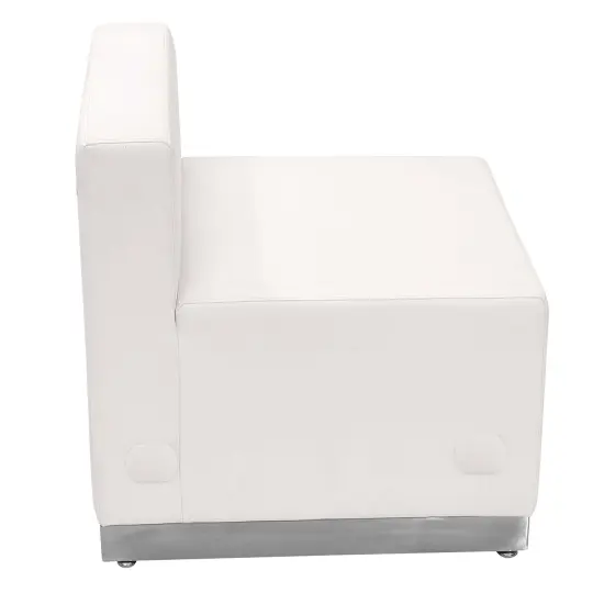 Emma and Oliver Modular Reception Chair with Brushed Stainless Steel Base Melrose White {3}