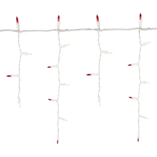 Northlight Mini Icicle Incandescent Christmas Lights - Red and Clear - 5.75' White Wire - 100ct {3}