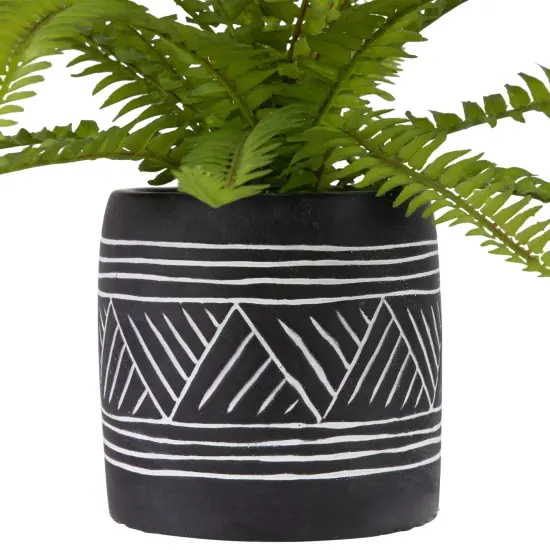 Northlight Real Touch&trade; Artificial Boston Fern Plant in Aztec Pattern Ceramic Pot - 12" Green {5}