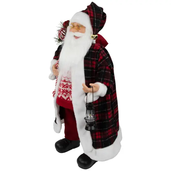 Northlight 24" Red and White Santa Claus with Lantern and Gift Bag Christmas Figure {5}
