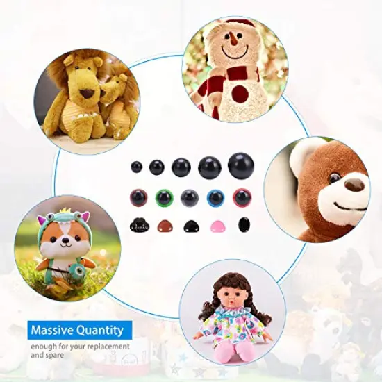 570 Pcs Plastic Safety Eyes and Noses with Washers , Craft Doll Eyes and Teddy Bear Nose for Amigurumi, Crafts, Crochet Toy and Stuffed Animals (Assorted Sizes) {4}