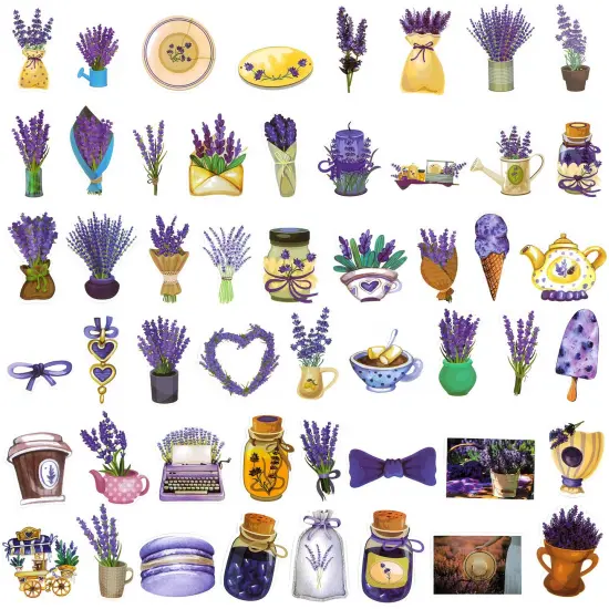 Wrapables Waterproof Vinyl Stickers for Water Bottles, Laptop, Phones, Skateboards, Decals for Teens, 100pcs Pink and Lavender {2}