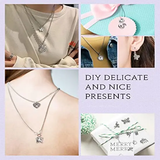 400 Pieces Wholesale Bulk Lots Jewelry Making Charms Mixed Smooth Tibetan Silver Alloy Charms Pendants DIY for Bracelet Necklace Jewelry Making and Crafting {2}