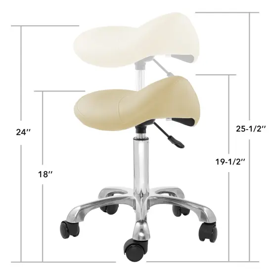 Saloniture Professional Ergonomic Saddle Stool - Adjustable Hydraulic Seat, Rolling Spa Salon, Massage, and Medical Office Chair with Swivel Wheels {5}