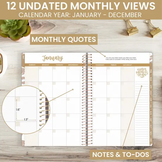 bloom daily planners Undated Soft Cover Planner, 5.5" x 8.25", Tan Leopard {4}