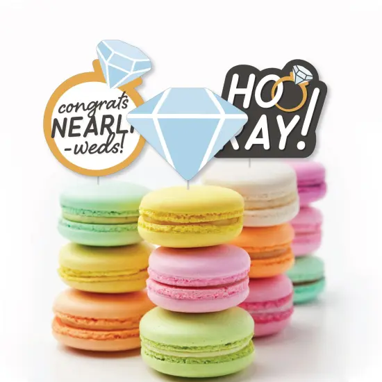 Big Dot of Happiness Just Engaged - Black and White - Dessert Cupcake Toppers - Engagement Party Clear Treat Picks - Set of 24 {6}