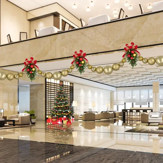 Northlight 6' Gold Shiny and Matte Shatterproof Ball Christmas Swag {5}