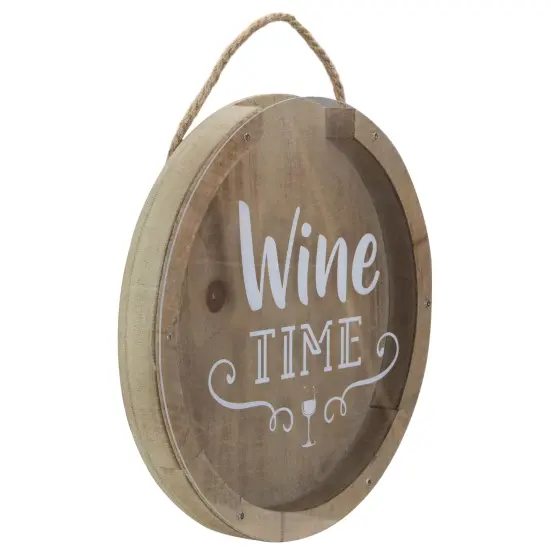 Northlight 12” Round Wine Time Cork Collector Wooden Hanging Wall Decoration Brown {4}
