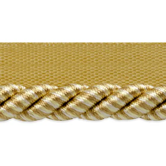 20 yards of Leona 3/8" Twisted Lip Cord Trim | 20 yard cut Beige/Gold {1}