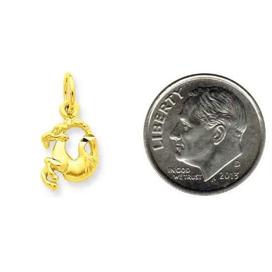 14K Yellow Gold Capricorn Zodiac Charm Pendant Jewelry 18 X 10mm {2}