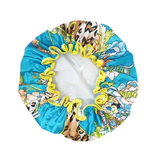 Wrapables Reusable Women's Waterproof Shower Caps for Long Hair Wild Floral {2}