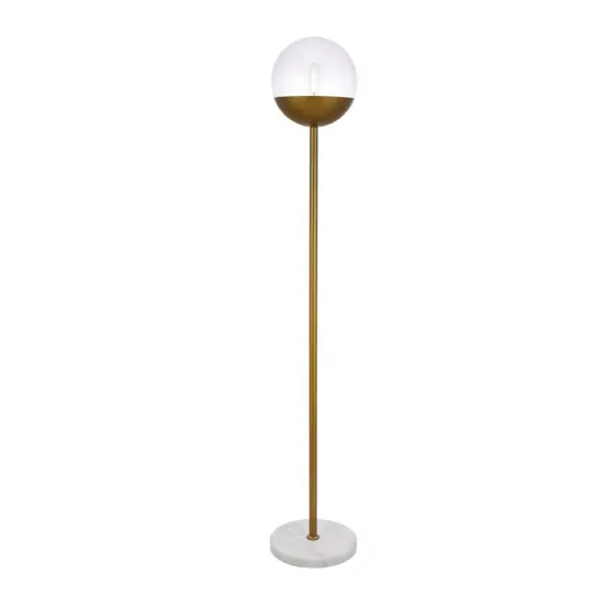 Eclipse 1 Light Brass Floor Lamp With Clear Glass {1}