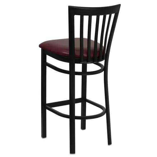 Emma and Oliver 2 Pack School House Back Metal Restaurant Barstool BurgVYL/BlackMetal {3}