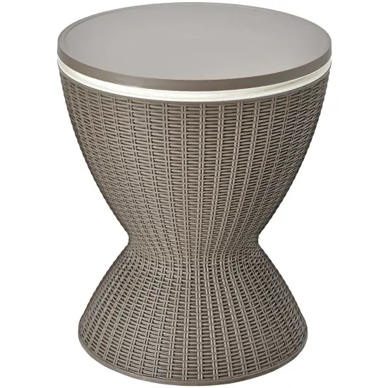 3 in 1 8 Gallon Patio Rattan Cooler Bar Table with Adjust Ice Bucket Brown {3}