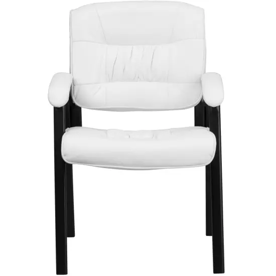 Emma and Oliver Faux Leather Executive Reception Chair with Powder Coated Frame WhiteLeaSoft/Black {3}