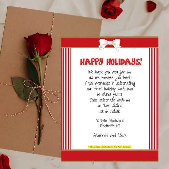 Great Papers! Red Ribbon Holiday Letterhead, Invitations and Announcements, Printer Friendly, 8.5"x11", 50 Pack {4}