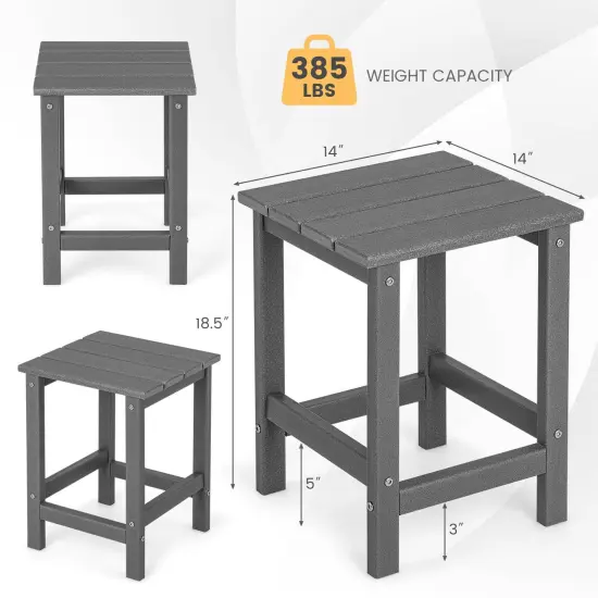 14 Inch Square Weather-Resistant Adirondack Side Table Grey {4}