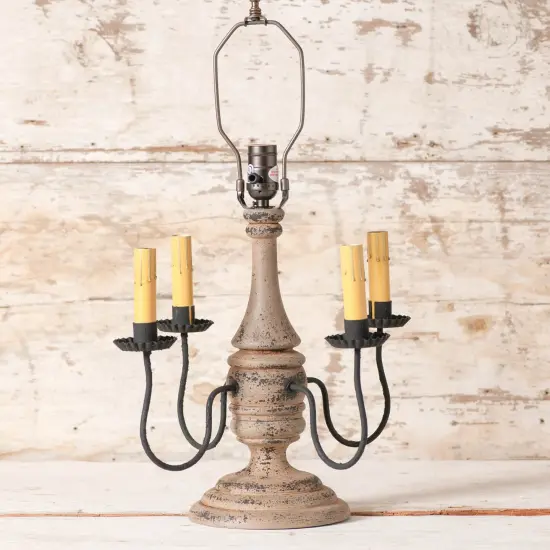 Irvins Country Tinware Jamestown Wood Table Lamp Base in Hartford Buttermilk {3}