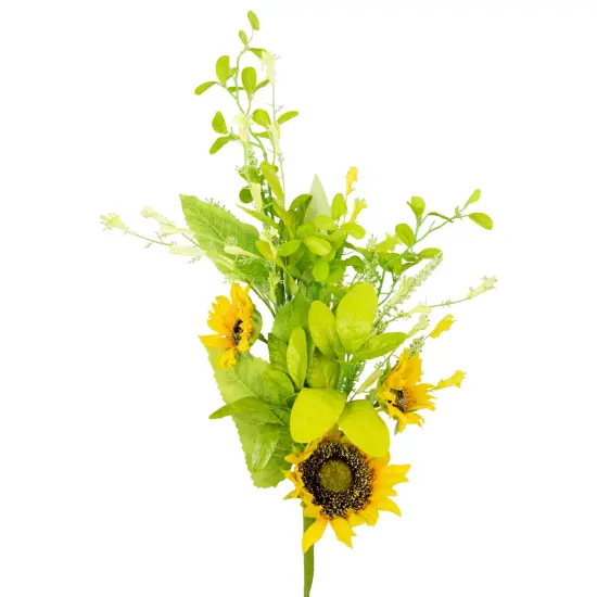 Allstate Sunflower and Wildflower Artificial Floral Silk Spray - 33" - Yellow Orange {4}