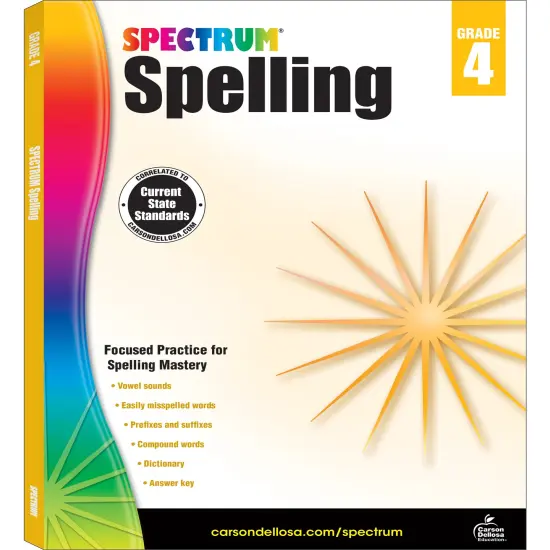 Spectrum Grade 4 Spelling Workbook, Compound Words, Dictionary Skills, Prefixes, Suffixes, Vowels, Vocabulary, Grammar, and More, Language Arts Classroom or Homeschool Curriculum {1}