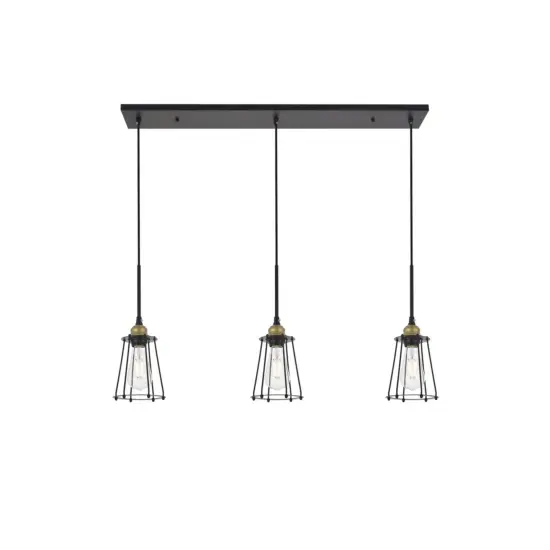 Auspice 3 light brass and black Pendant {1}