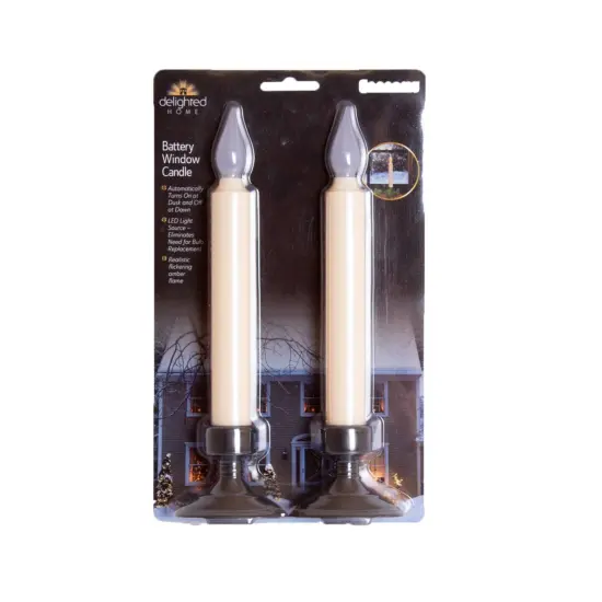 Delighted Home LED Window Candles, Battery Powered Flameless Tapers, Indoor Year Round and Holiday Decor, Ivory, 2 Pack {3}