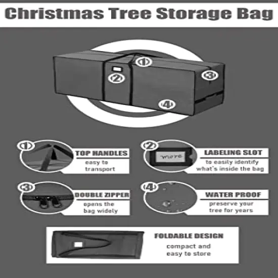 Christmas Tree Storage Bag, Waterproof Christmas Tree Storage, Fits Up to 7.5 ft Tall Artificial Disassembled Trees,Extra Large Heavy Duty Storage Container with Handles&nbsp;&nbsp; (Grey, 47"x15"x20) {5}