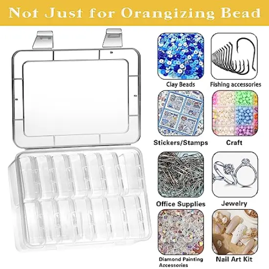 Small Bead Organizers, 15 Pieces Plastic Storage Cases Mini Clear Bead Storage Containers Transparent Boxes with Hinged Lid and Rectangle Clear Craft Supply Case {5}