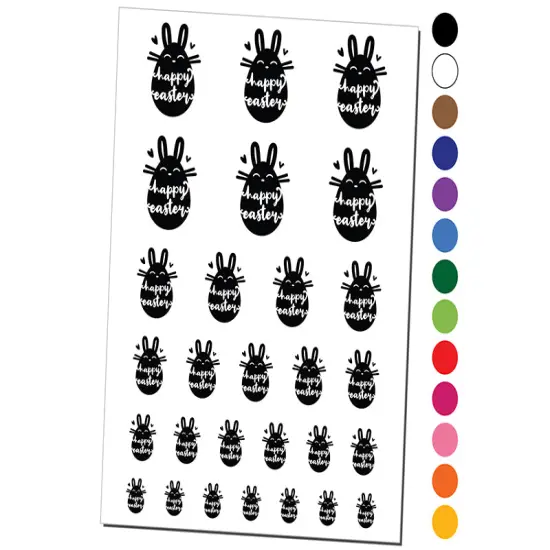 Happy Easter Bunny Egg Silhouette Temporary Tattoo Water Resistant Fake Body Art Set Collection Purple {1}