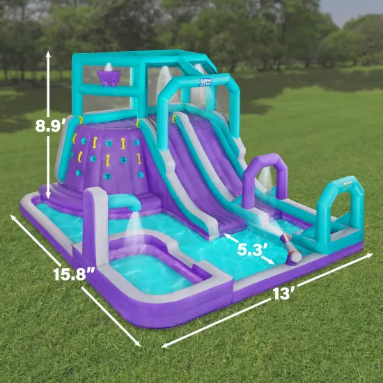 Sunny & Fun Mega Inflatable Kids Backyard Water Slide Park Purple {2}