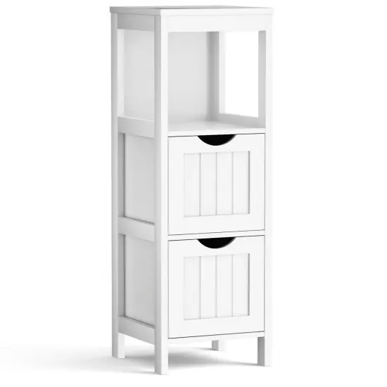 Floor Multifunction Bathroom Storage Organizer Rack with 2 Drawers {1}