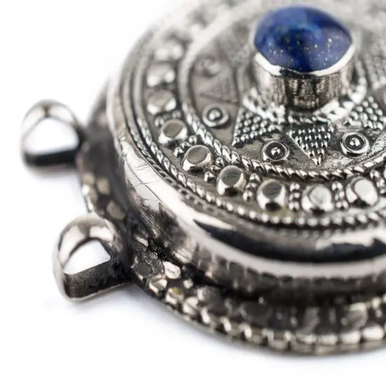 The Bead Chest Lapis-Inlaid Afghan Tribal Pendant (42x46mm) {4}