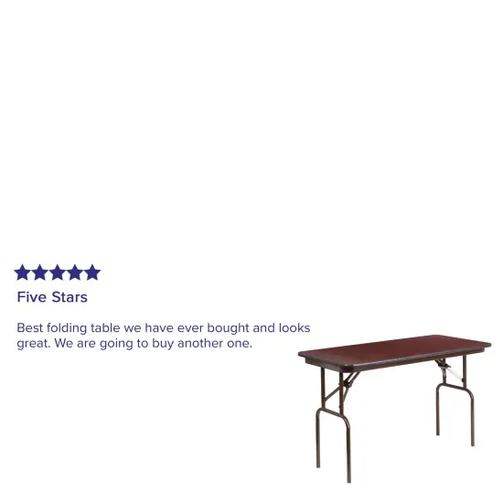 Emma and Oliver 4-Foot Mahogany Melamine Laminate Folding Banquet Table {4}