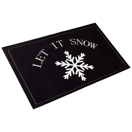 Northlight Let It Snow Christmas Doormat 29" x 17" Black {5}