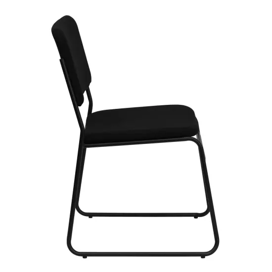 Emma and Oliver 5 Pack 500 lb. Capacity High Density Stacking Chair with Sled Base BlackFabric/Black {5}