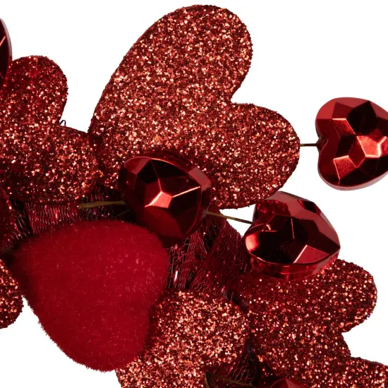 Northlight Heart Shaped Glittered Valentine's Day Wreath - 22" - Red {5}