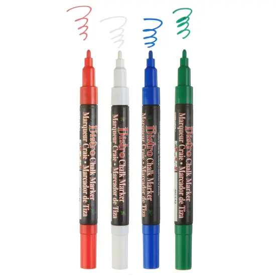 Bistro Chalk Markers, Fine Tip, Red, Green, Blue, White, 4 Per Pack, 2 Packs {3}