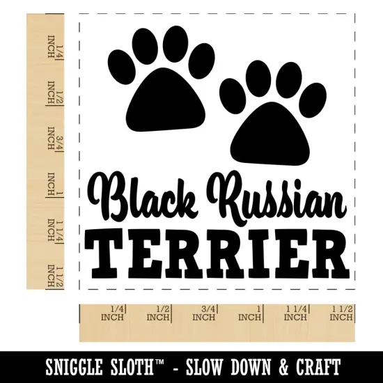 Black Russian Terrier Dog Paw Prints Fun Text Self-Inking Rubber Stamp Ink Stamper Blue {1}
